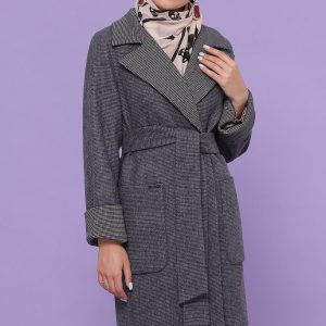 Демісезонне жіноче пальто темно-сіре | 19351