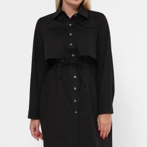 Батальна чорна сукня-сорочка | 26807