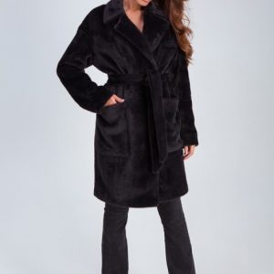 Хутряне пальто чорне | 39055