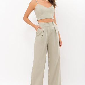 Літні прямі брюки оливкові | 45727