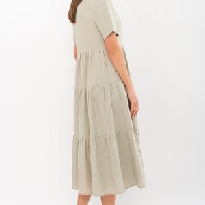 Сукня з льону оливкова | 44160
