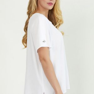 Батальна біла бавовняна блуза | 45466