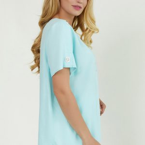 Батальна блакитна бавовняна блуза | 45477