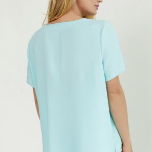 Батальна блакитна бавовняна блуза | 45477