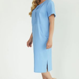 Батальна блакитна сукня з льону | 45530