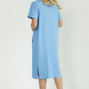 Батальна блакитна сукня з льону | 45530