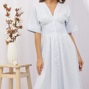 Біле плаття у блакитну смужку | 47131