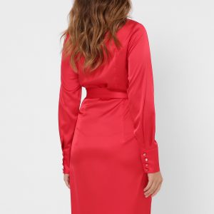 Стильна червона сукня на запах | 48126