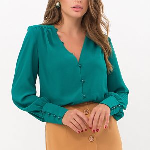 Шовкова смарагдова блуза | 49095