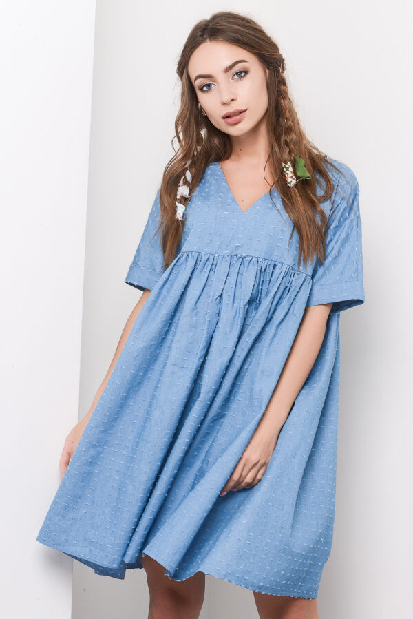 Літнє блакитне плаття вільного крою | 48119