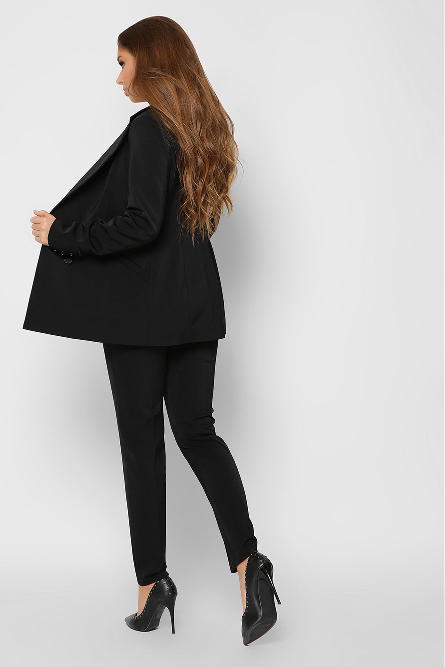 Двобортний піджак чорний | 50235