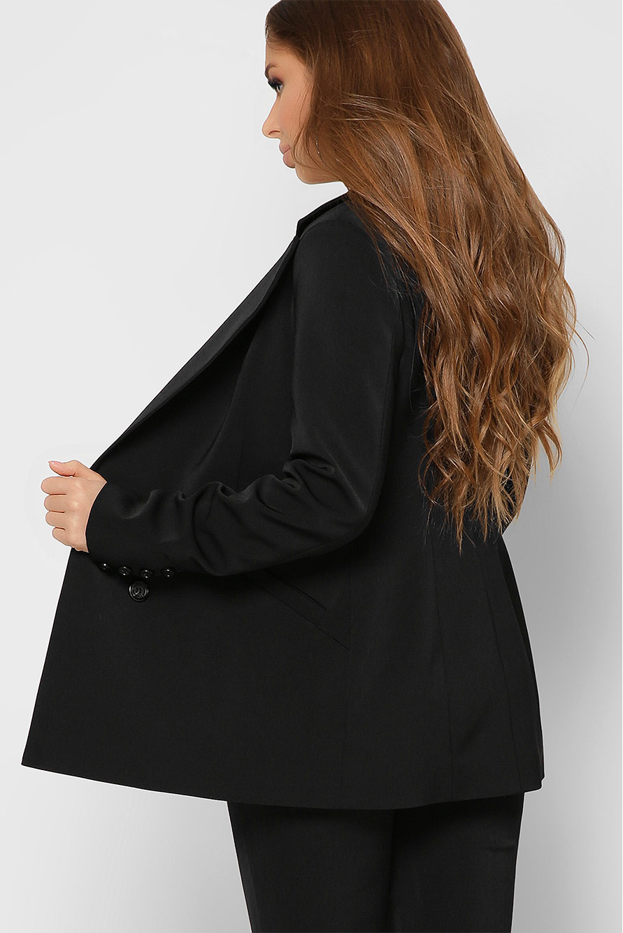 Двобортний піджак чорний | 50235