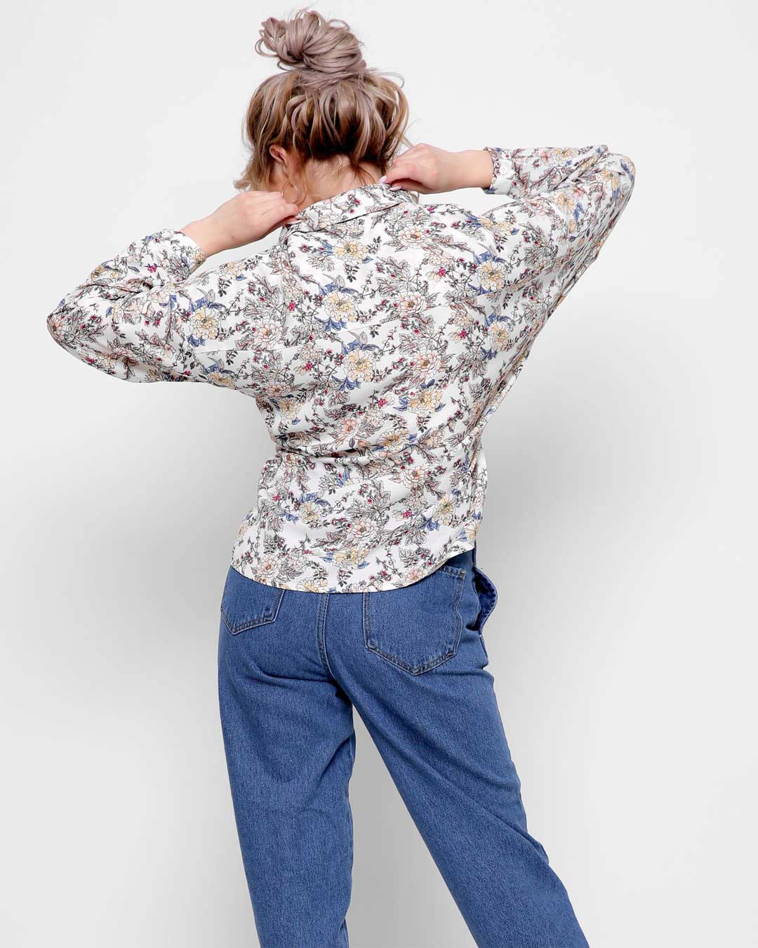 Сорочка з льону з квітковим принтом | 49649 Сорочка з льону з квітковим принтом | 49649