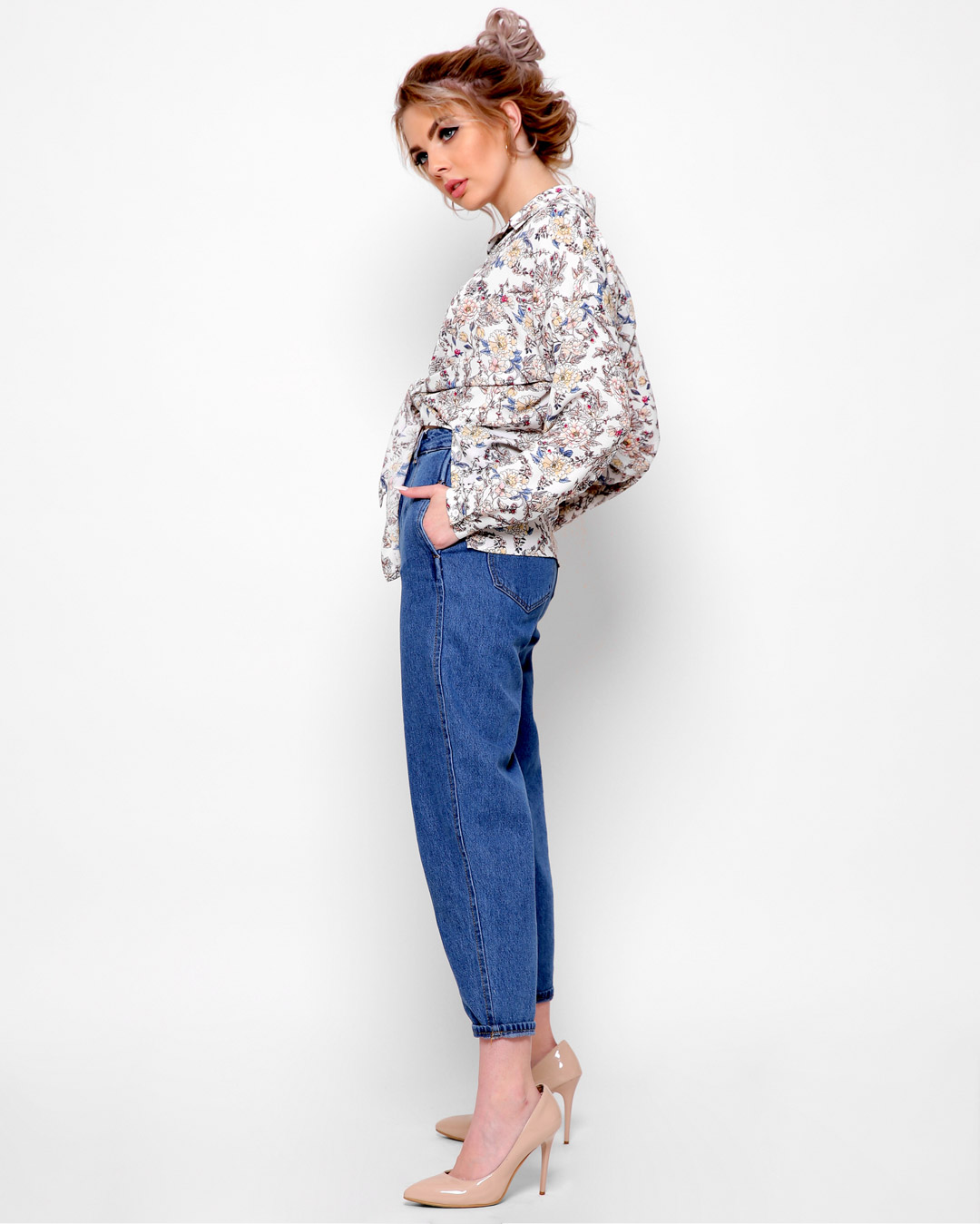 Сорочка з льону з квітковим принтом | 49649 Сорочка з льону з квітковим принтом | 49649