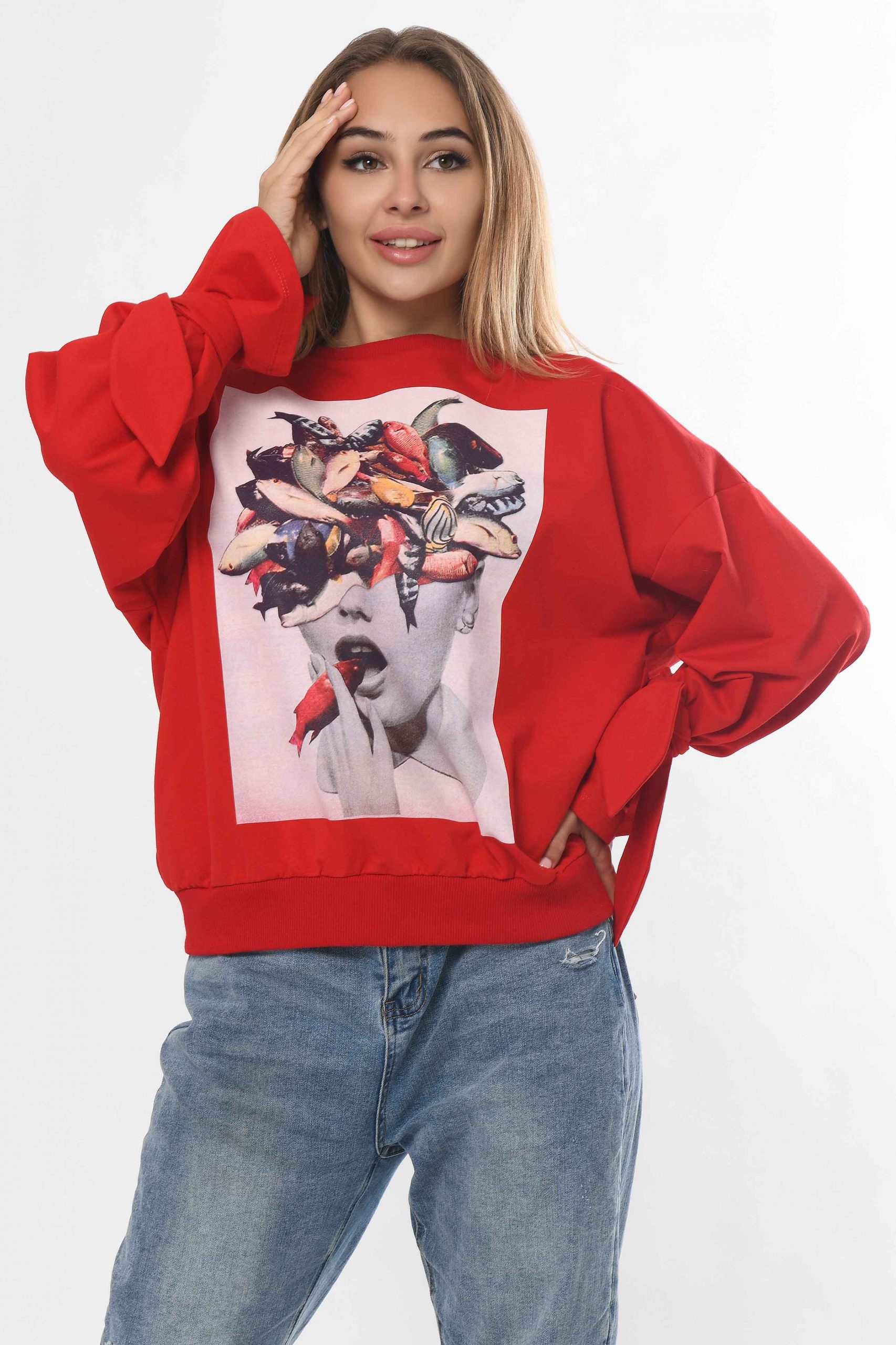 Світшот oversize червоний | 50373 Світшот oversize червоний | 50373