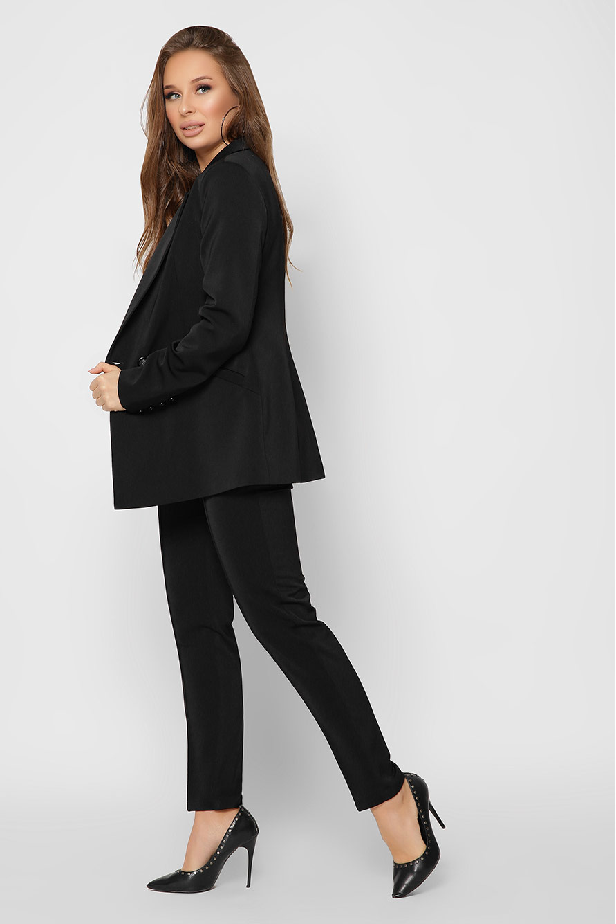 Двобортний піджак чорний | 50235