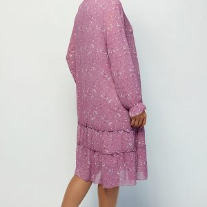 Батальна шифонова сукня рожева | 50409
