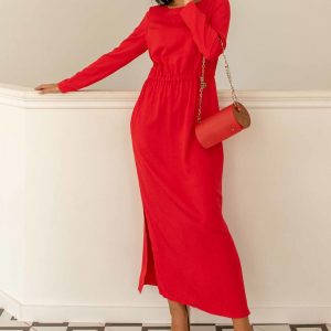 Червона сукня вільного силуету максі | 51019