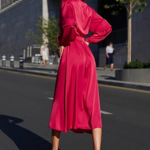 Шовкова сукня на запах червона | 50559