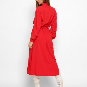 Сукня-сорочка червона міді довжини | 51198