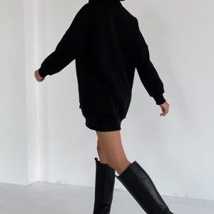 Трикотажна сукня-худі чорна | 52152