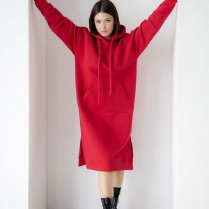 Тепла сукня-худі червона | 51618