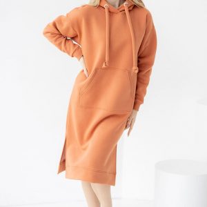 Тепла сукня-худі помаранчева | 51665