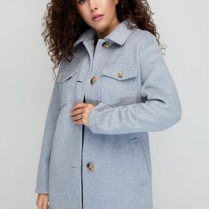 Пальто-сорочка сіро-блакитне | 51449