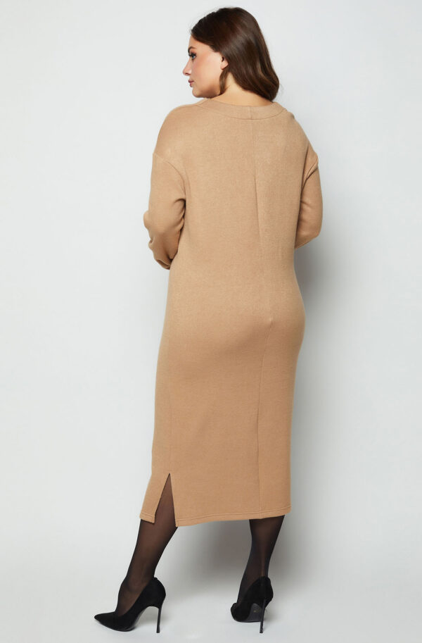 Трикотажна сукня кольору кемел | 51387