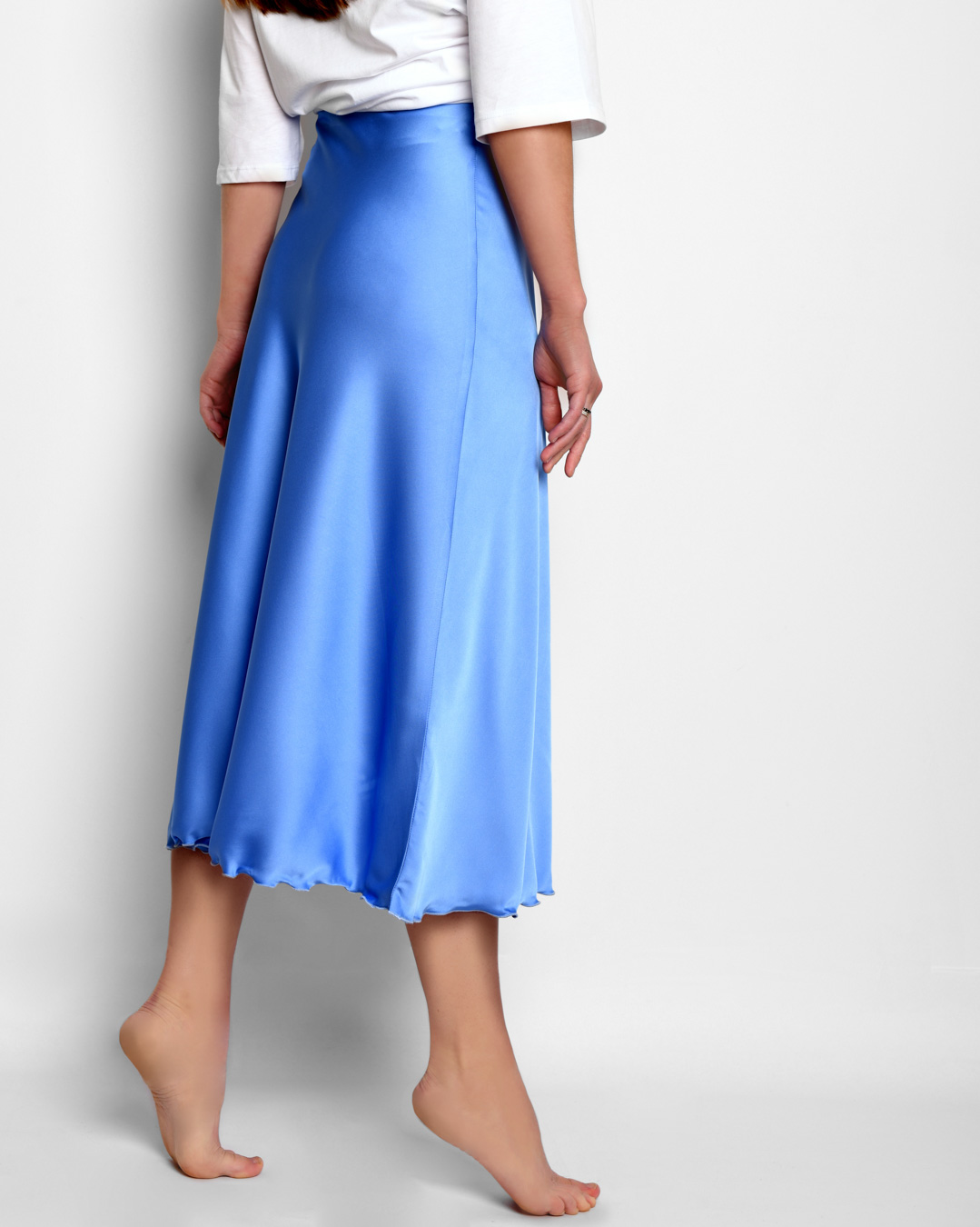 Шовкова спідниця-міді блакитна | 54767 Шовкова спідниця-міді блакитна | 54767