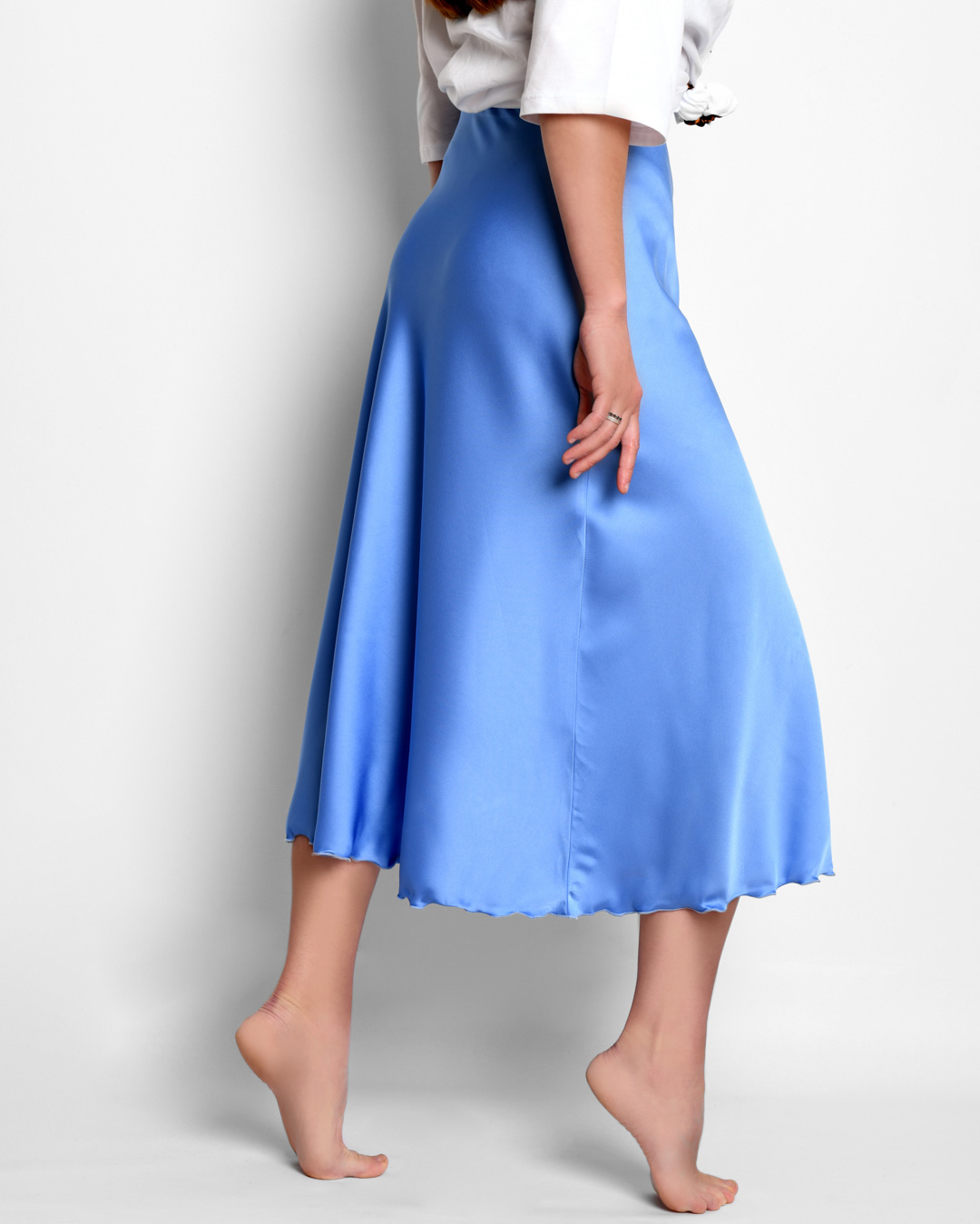 Шовкова спідниця-міді блакитна | 54767 Шовкова спідниця-міді блакитна | 54767
