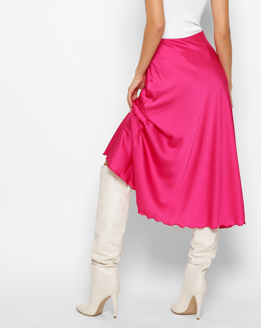 Шовкова спідниця-міді малинова | 54576 Шовкова спідниця-міді малинова | 54576