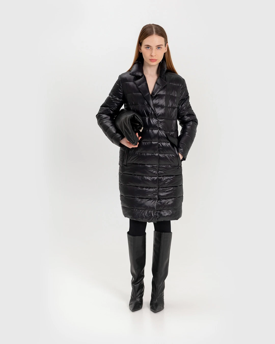 Демісезонна куртка-пальто чорна | 55069