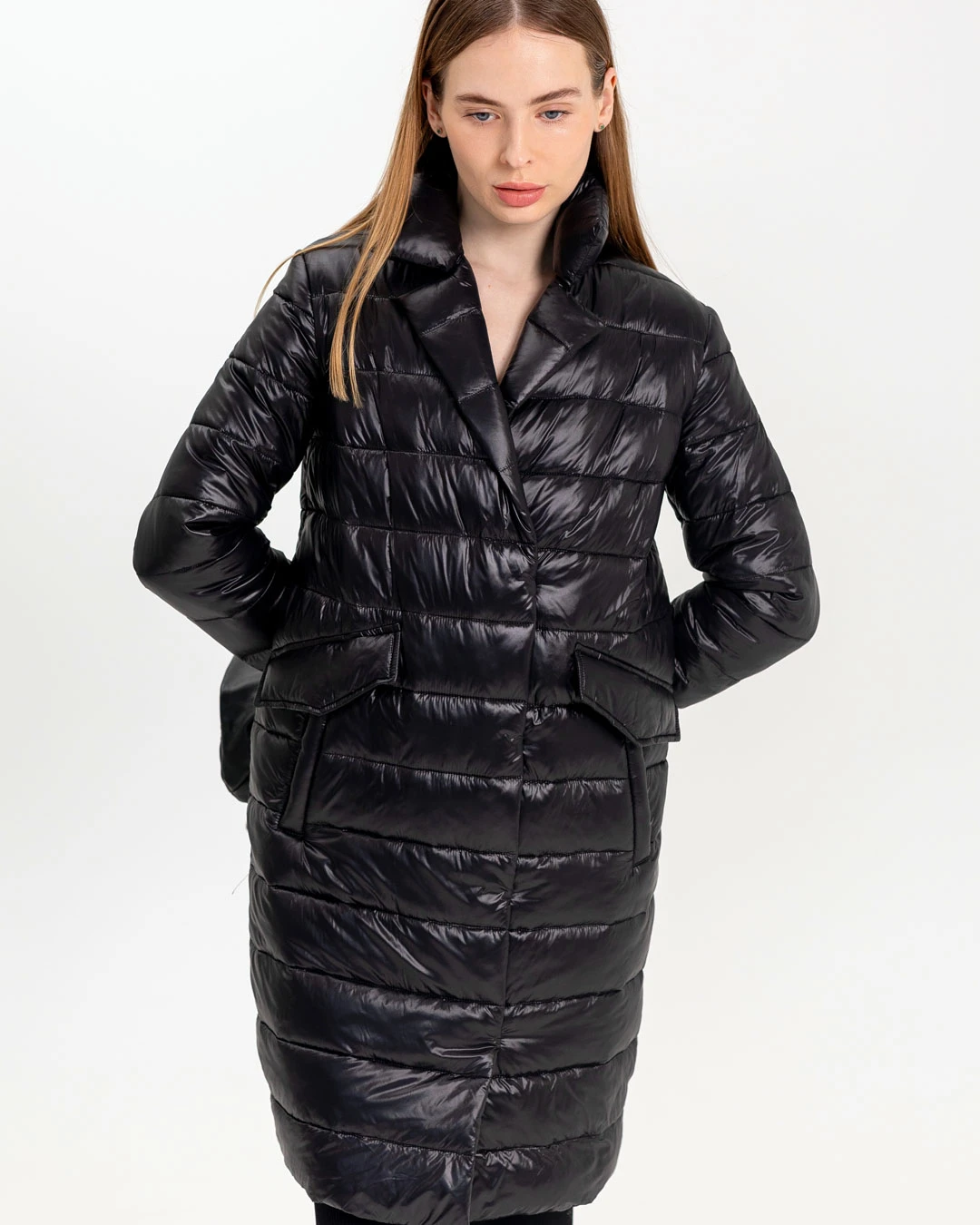 Демісезонна куртка-пальто чорна | 55069