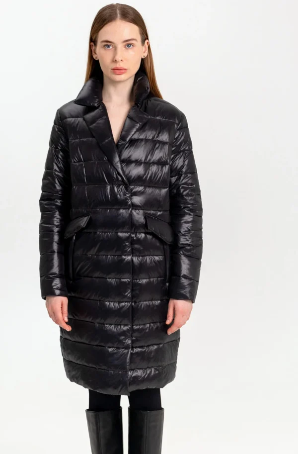 Демісезонна куртка-пальто чорна | 55069