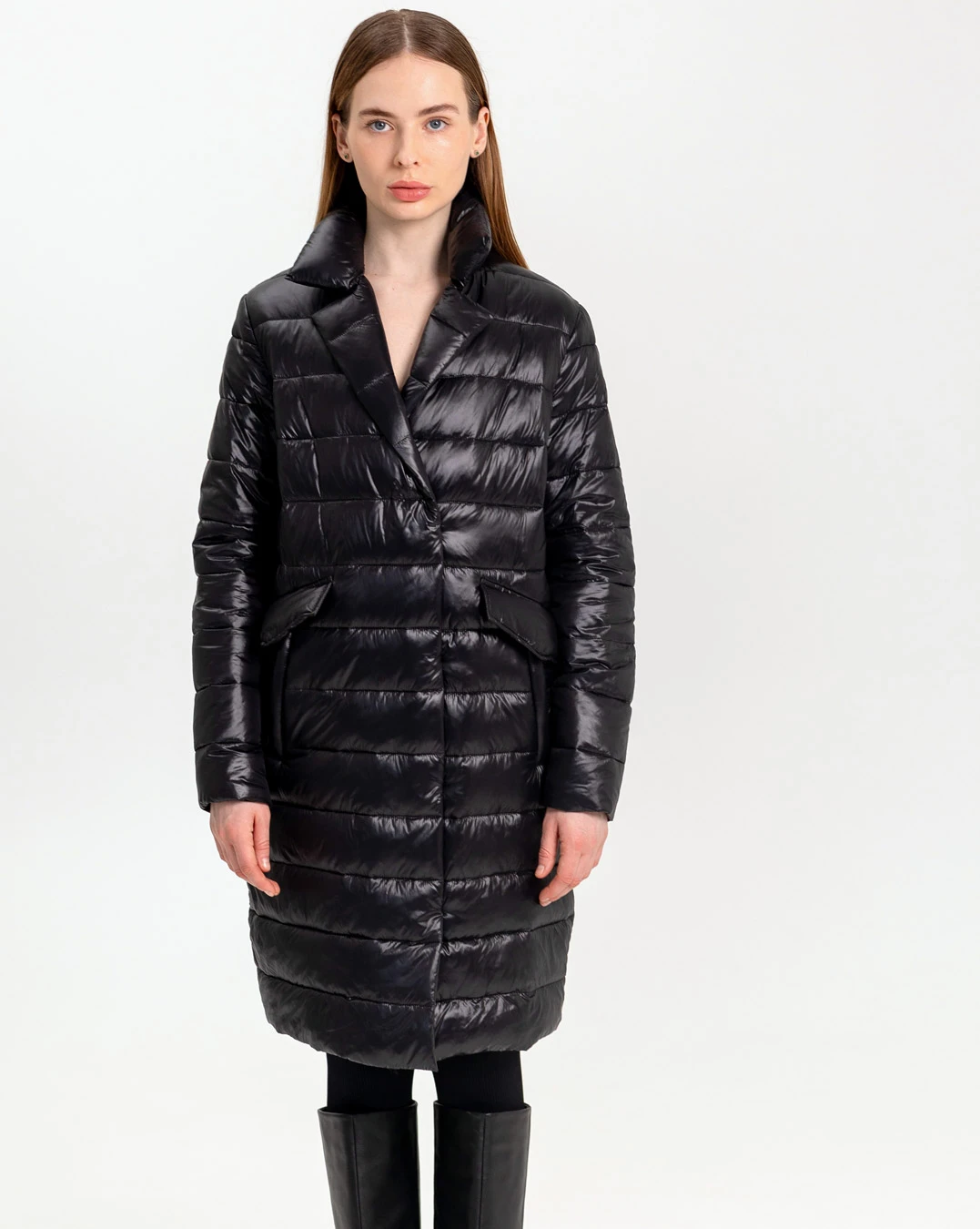 Демісезонна куртка-пальто чорна | 55069