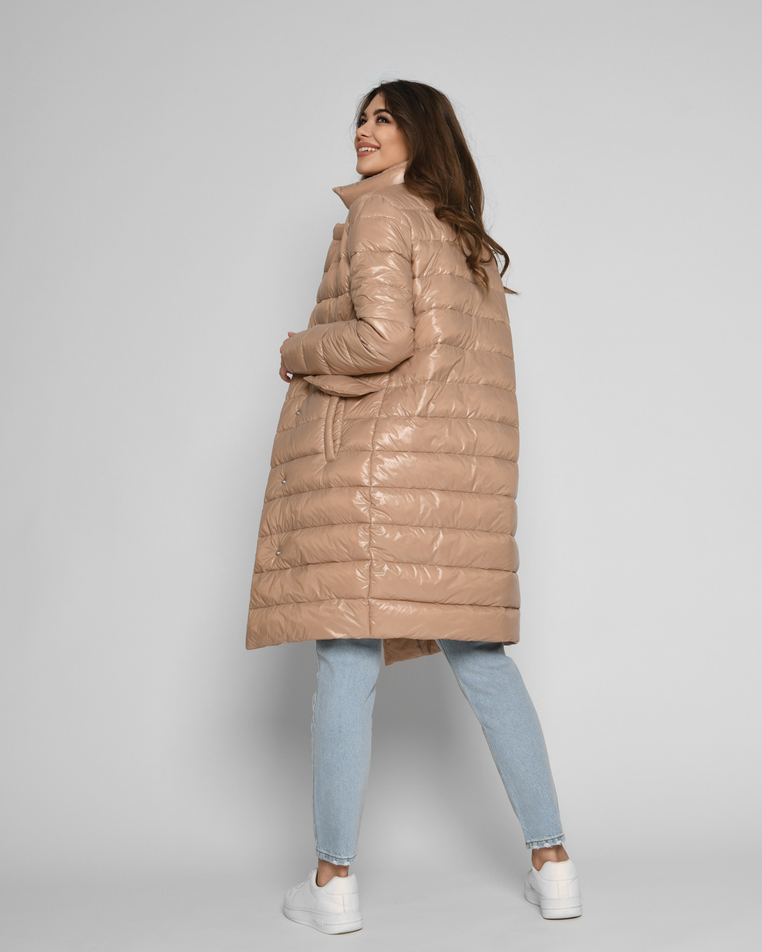 Демісезонна куртка-пальто бежева | 55089