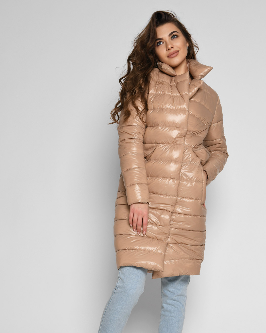 Демісезонна куртка-пальто бежева | 55089