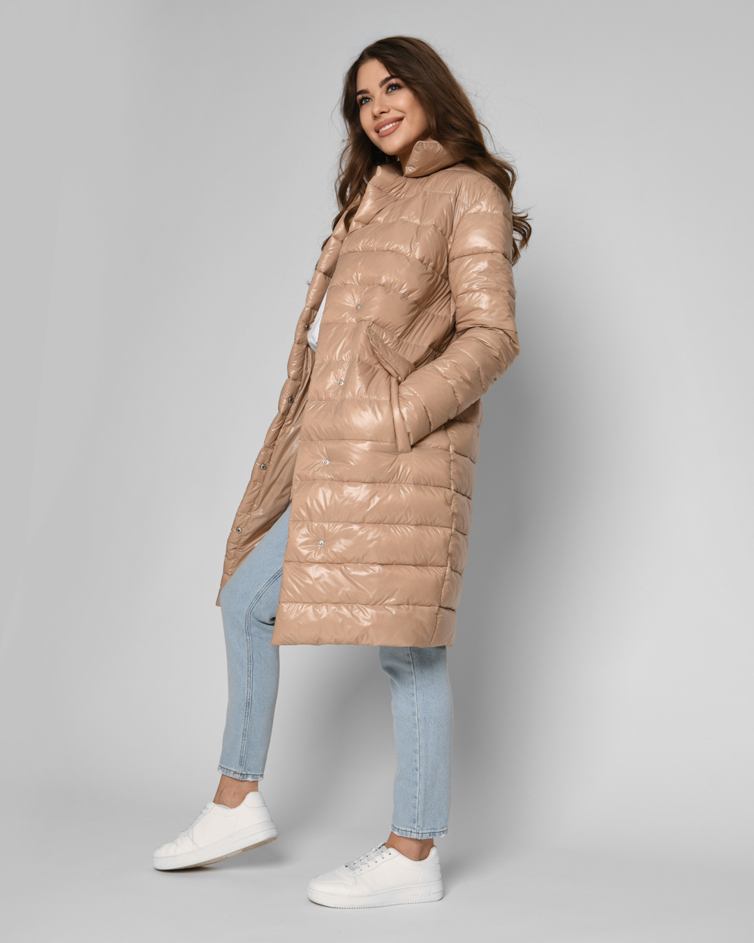 Демісезонна куртка-пальто бежева | 55089