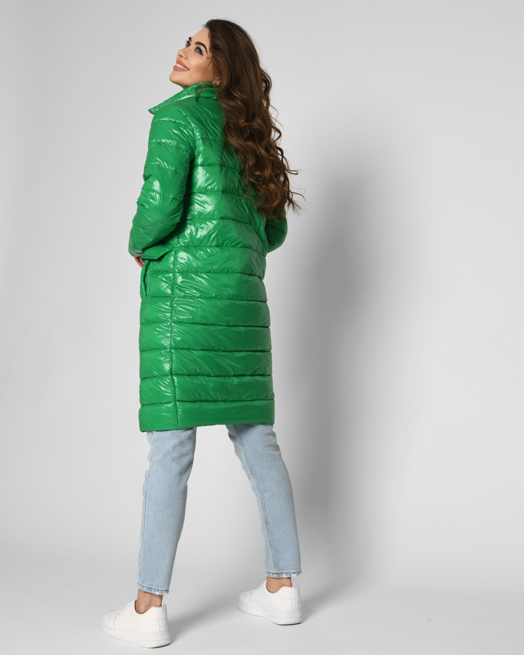 Демісезонна куртка-пальто зелена | 55098