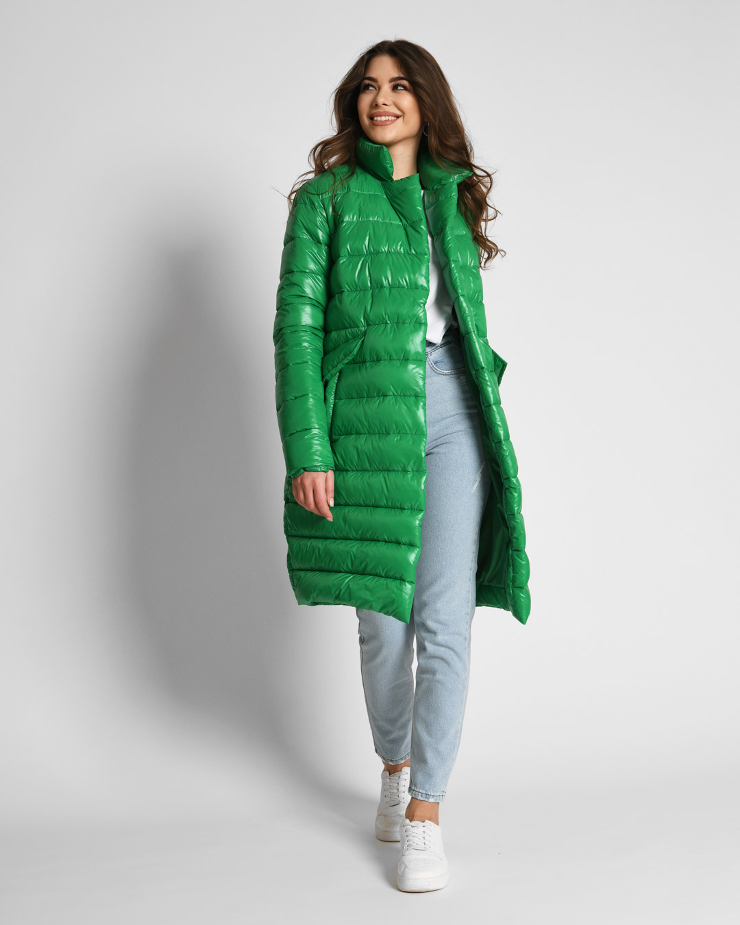 Демісезонна куртка-пальто зелена | 55098