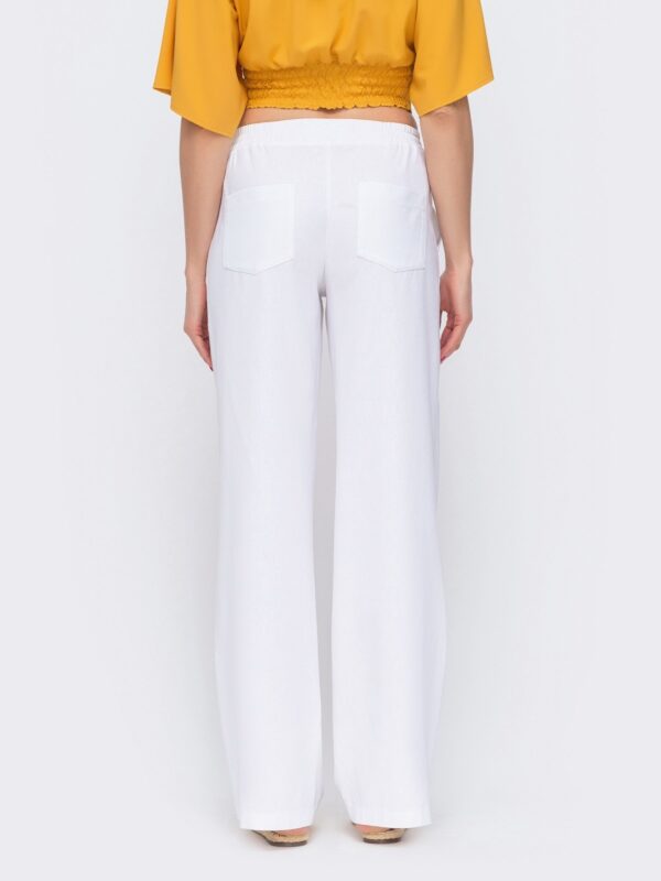 Білі льняні штани-кльош | 57157
