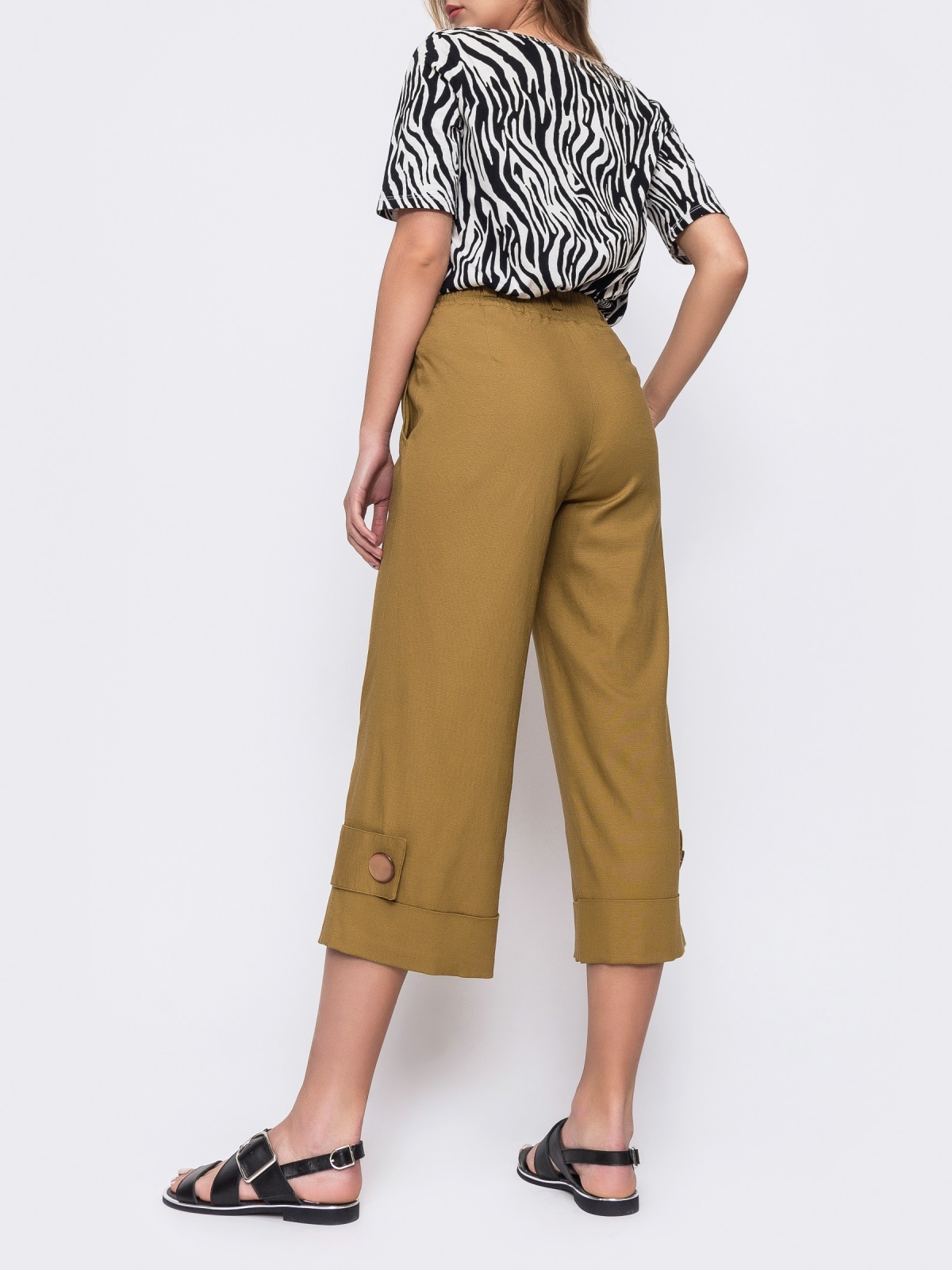 Широкі укорочені штани хакі | 58229 Широкі укорочені штани хакі | 58229