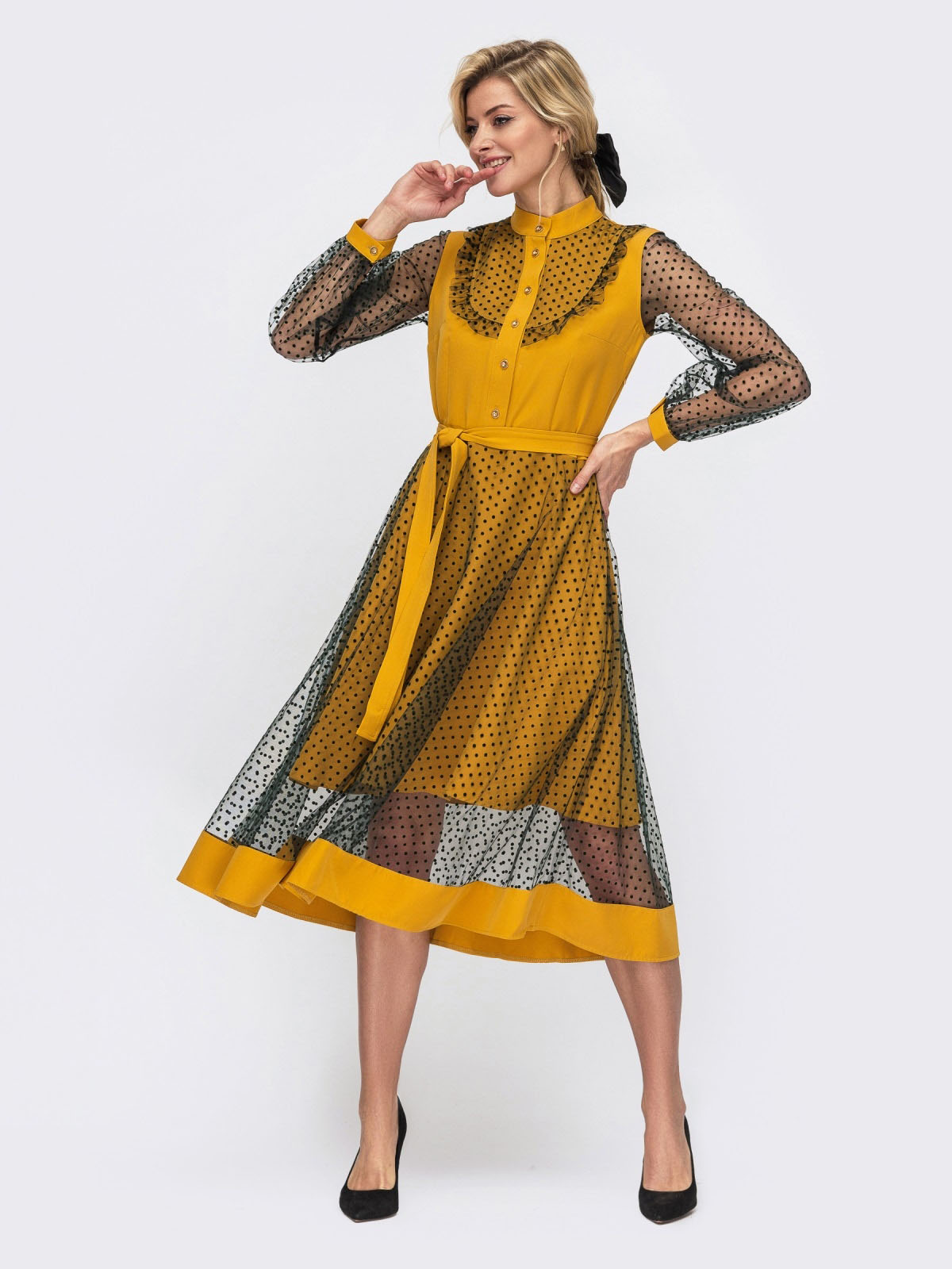 Комбіноване жовте плаття | 59939 Комбіноване жовте плаття | 59939