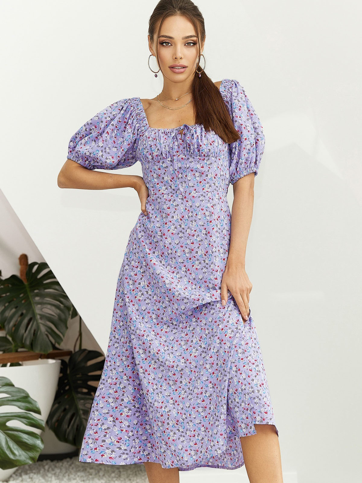 Принтована сукня бузкова | 59823 Принтована сукня бузкова | 59823