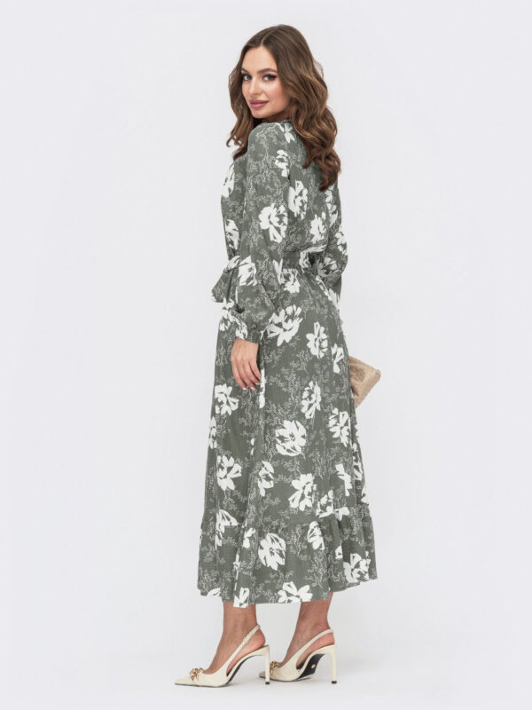 Сукня із льону хакі | 59801