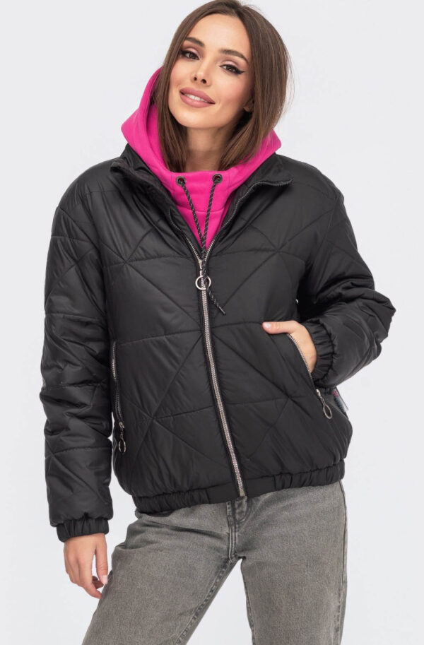 Куртка демісезонна коротка чорна | 60523