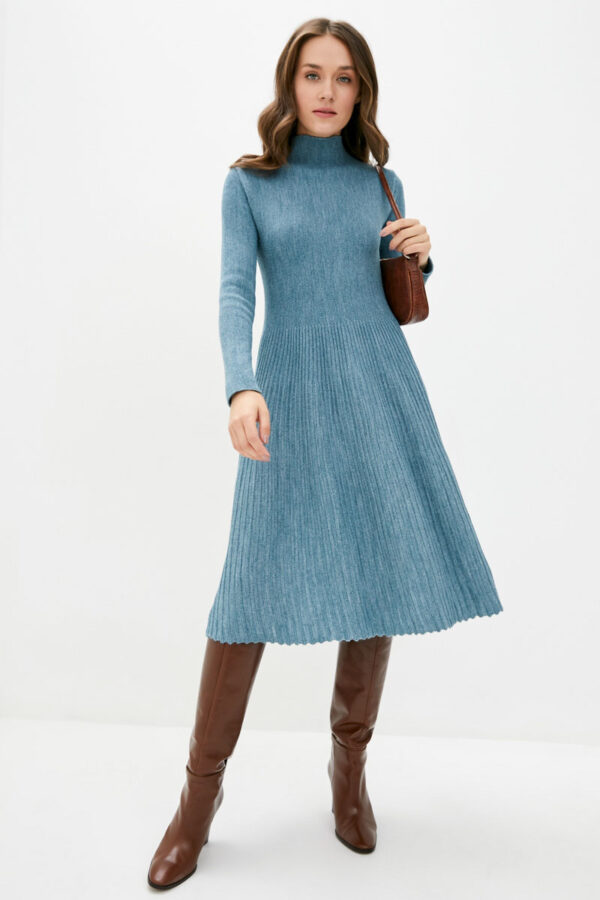 Трикотажна сукня сіро-блакитна | 60737