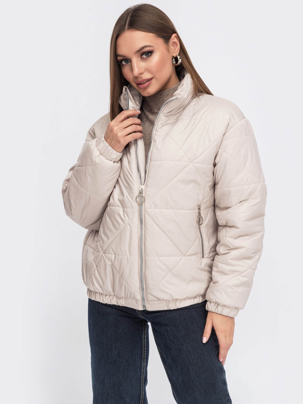 Куртка демісезонна коротка світло-бежева | 60529 Куртка демісезонна коротка світло-бежева | 60529