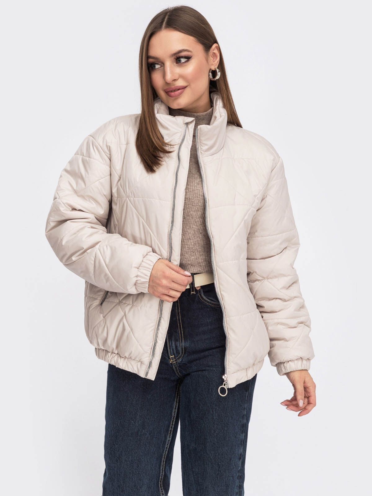 Куртка демісезонна коротка світло-бежева | 60529 Куртка демісезонна коротка світло-бежева | 60529